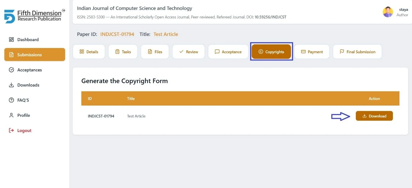 EMS Copyright Tab